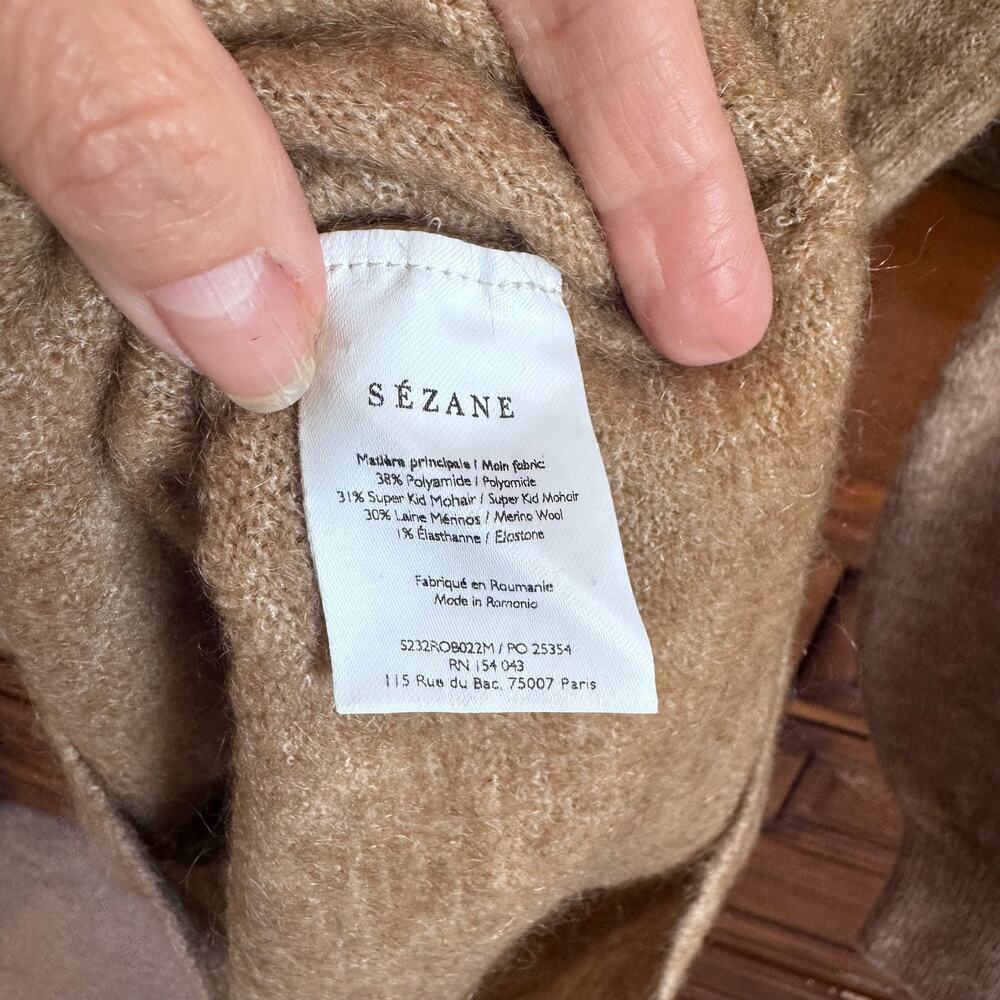 Sézane Enola Dress Light Camel Mohair Wool Belted Mini Dress M NWT - Picture 9 of 14